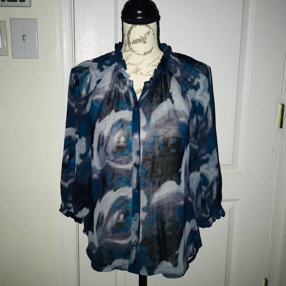 Bellatrix Button Down Blouse in Obstruct Print